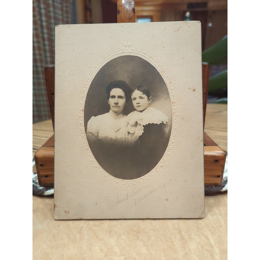 Rare Antique Cabinet Card Photo Victorian Portrait Mother & Child 6x8.5